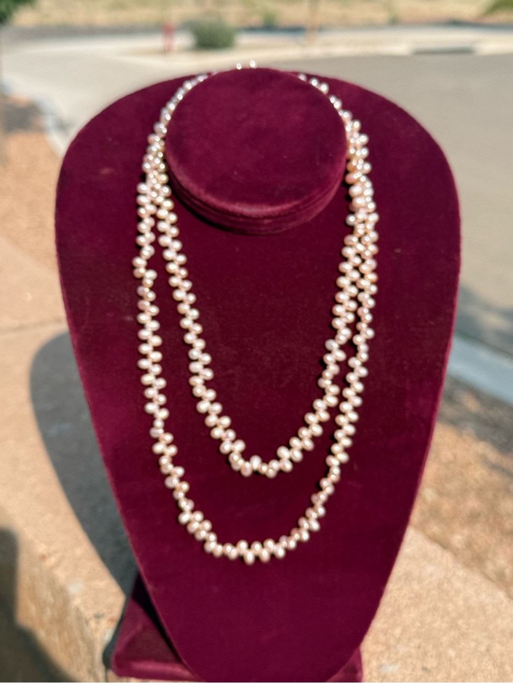 Pink Freshwater Pearl Long Necklace – 38” Continuous Strand, No Clasp